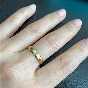 14K Solid Yellow Gold CZ Band Wedding Ring S 6